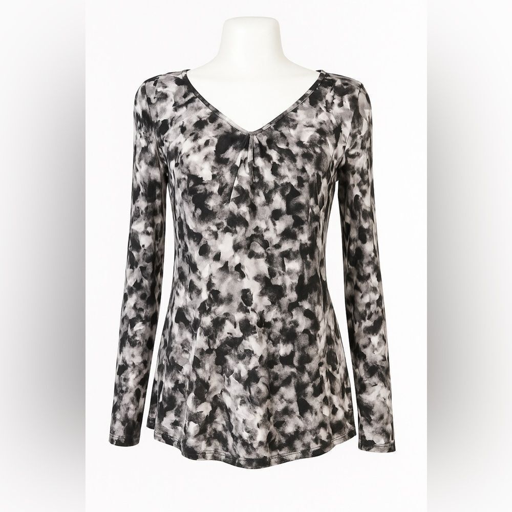 SMALL Jennifer Lopez Black Grey with Silver accents Blouse with sexy sleeves